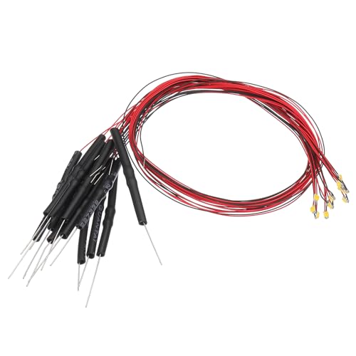 PATIKIL 0805 Pre-Wired Micro LED 12 Pcs 3-6V Pre-soldered Mini Light Emitting Diodes Surface Mount Device for Model Building DIY Science Projects 9.8 Length Warm White