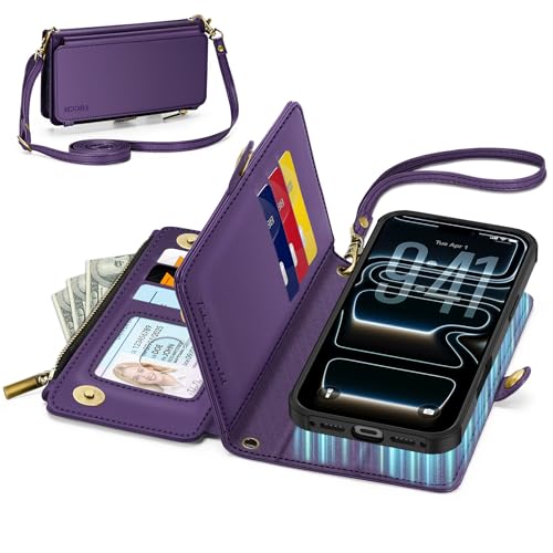 TUCCH iphone 17 Pro �Ή� �P�[�X �蒠�^ 2 in 1 ������ 6.3�C���` �V�����_�[ �X�g���b�v�t�� ���O���� ��e�� RFID�u���b�L���O 9�J�[�h�|�P�b�g �t�@�X�i�[ ���|�� �΂ߊ|�� �X�^���h�@�\ PU���� �Ռ��z�� (2