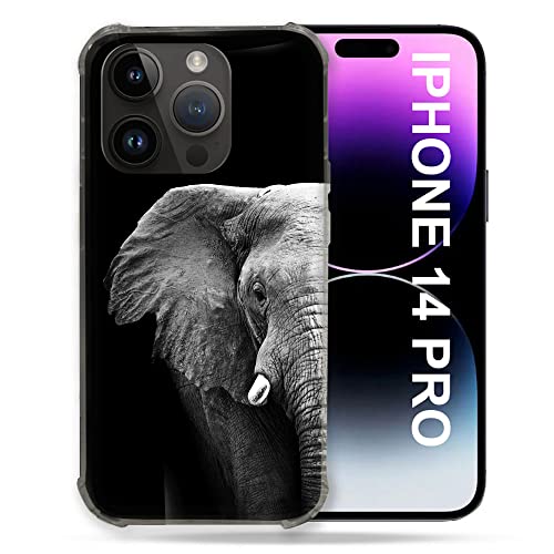 Coque iPhone 14 Pro éléphant noir évite rayures écran 6.1
