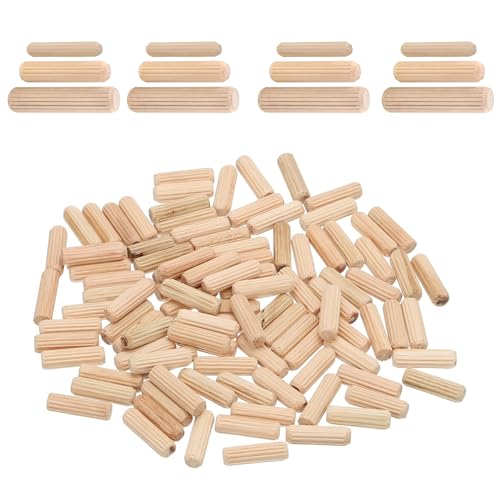 120-Piece Assorted Wooden Dowel Set in M6 M8 M10 Sizes - Hardwood Grooved Plugs for Furniture and Craft Projects