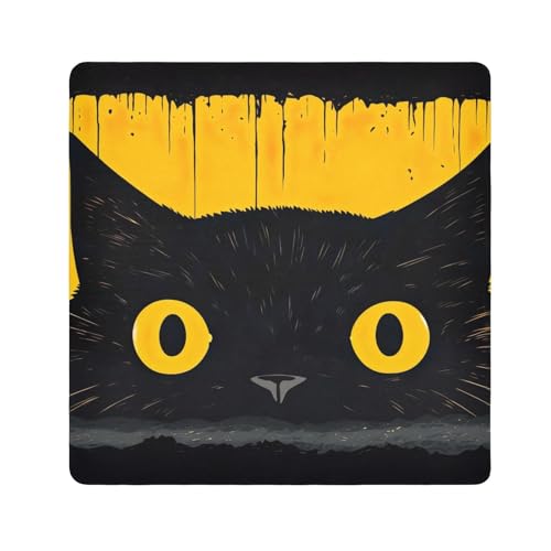 ODAWA Magic Wrap Cloth 13.8. In, Funny Cat Yellow Open Lay Flat Makeup Bag, Easy-Storage Magic Cloths for Camera