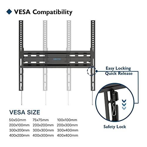 BONTEC TV Wandhalterung Neigbare TV Halterung Ultraslim Universal für 23-60 Zoll LCD/LED/Plasma Fernseher Flach&Curved… – Bild 3
