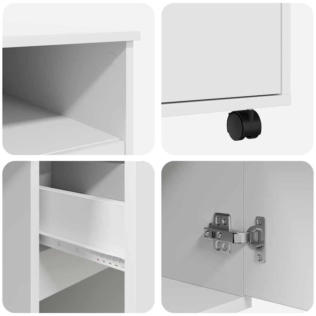 vidaXL Scrivania con Ruote Bianco 91 x 50 x 77 cm Legno Multistrato, Scrivania per Ufficio casa, ergonomica, Moderna, Mobile e Resistente, Stazione Lavoro Multiuso