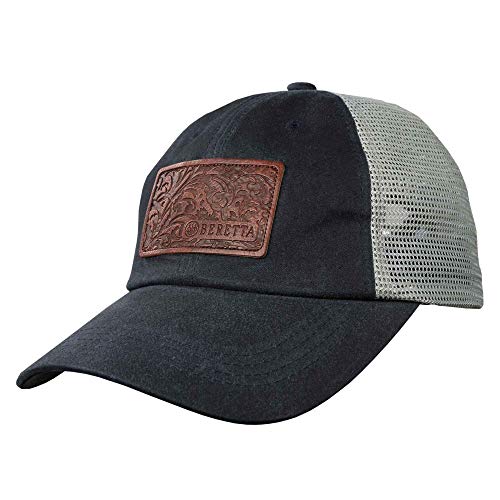 Beretta Men's Outdoor Casual Cotton WC Engraved Patch Trucker Hat with Mesh Back, Blue/Grey, One Size