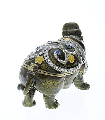 Hippo Decorated Brown Jeweled Swarovski Crystal Trinket Box #TOP3