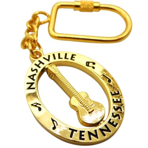 Westmon Works Nashville Keychain Souvenir of Music City Carabiner Durable Metal Clip Keyring with Engraved Guitar Design