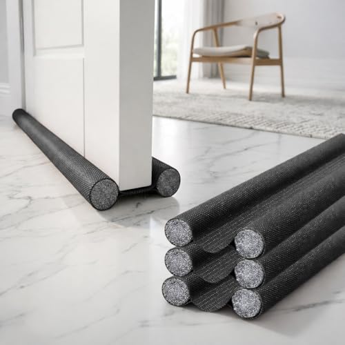 Image of Door Draft Stopper PVC Size 42Inch | Under Door Dust & Noise Blocker | Cold & Heat Insulation Strip | Door Gap Sealer for Home Doors & Windows | Easy Install | Black | Pack of 3