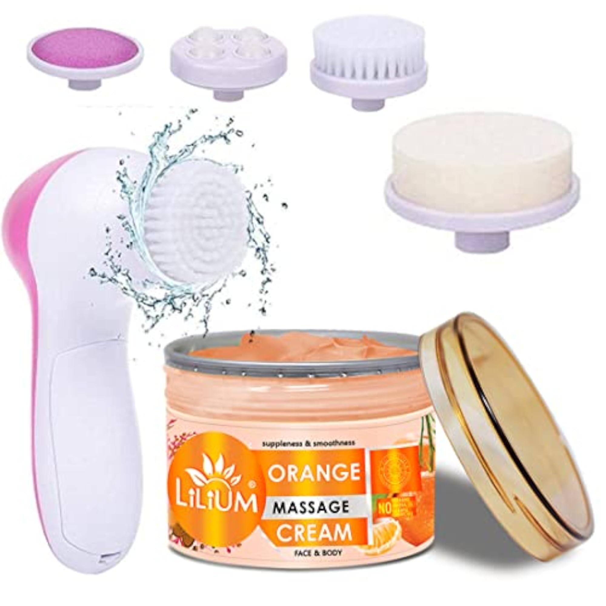 Orange Face & Body Massage Cream, Multifunction 5in1 Massager, 250g
