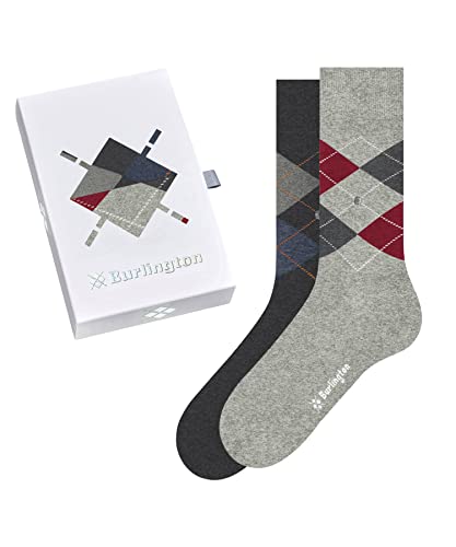 Burlington Basic Gift Box M So coton fantaisie lot de 2 paires, Chaussettes Homme, Gris Grey Mix 0070, 40-46