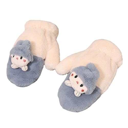 1pair Cartoon Gloves for Boys and Girls Thick Hand Warmers Cozy Doll Model Mittens for Cold Days Easy to Clean and Maintain