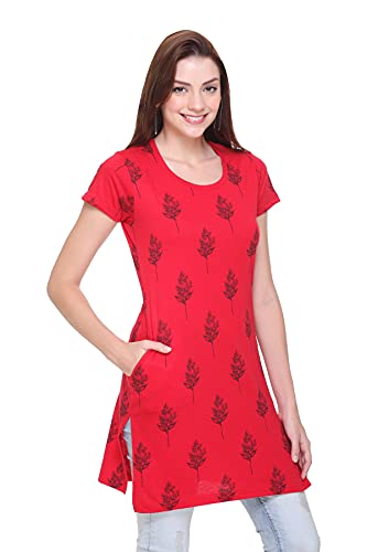 Image of In Love Women's Printed Cotton Plus Size Longline T-Shirt Half Sleeve with Pockets Pack of 2