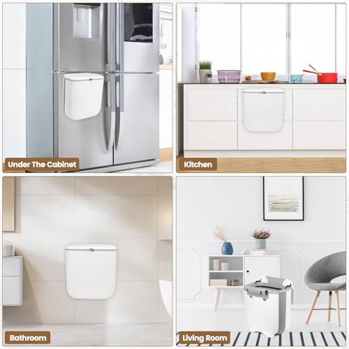 1 STKMülleimer Hängend für Küchenabfalleimer, 10L Faltbarer Mülleimer für Schranktür Wohnmobil, Hängender Mülleimer zum Aufhängen, Wandmontage Küchenmülleimer Schranktür, Abfallsammler mit Deckel