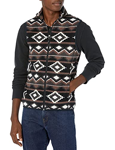 Amazon Essentials Men s Full-Zip Polar Fleece Vest, Brown Geo, X-Small