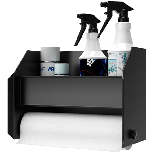 Aluminum Hand Cleaning Station Organizer Bracket for Enclosed Race Trailer,Garage, Storage,Wall Mount (Black)