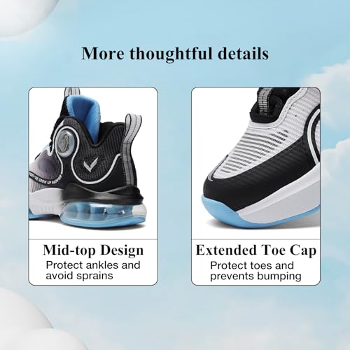 VITUOFLY Kids Basketball Shoes Boys Basketball Culture Sneakers Girls Mid Top School Training Shoes Non-Slip Outdoor Sports Shoes Boys Running Shoes Durable Big Kid Size 7