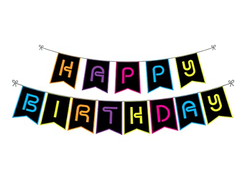 Gracil Glow Party Supplies Neon Party Decoration | Glow Party Banner | Glow Themed Backdrop Let's Glow Banner | Glow Party Backdrop Sign | Happy Birthday Glowing Party Supplies Banner Sign, 8 Inch