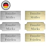2x Klingelschild selbstklebend Briefkastenschild - Briefkasten Namensschild Türschild mit Gravur Silber Gold Witterungsbeständig verschiedene Formen und Größen