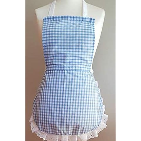 Sparkles Blue Gingham Vintage Apron Cover