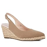 Juliet Holy Womens Wedge Sandals Espadrilles Closed Toe Slingback Buckle Strap Comfortable Casual Summer Wedges Shoes Brown