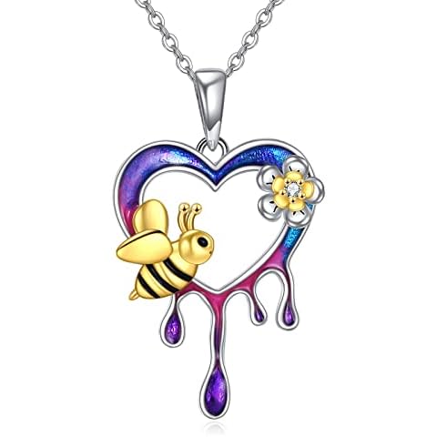 YAFEINI Collar de abeja de plata de ley 925 con esmalte Cover