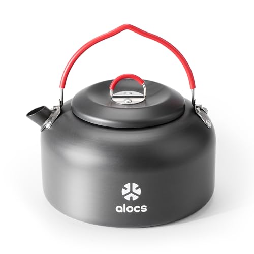 Alocs 1.4L Kettle Teapot, Portable Camping Coffee Pot, Hard-Anodized Aluminum Camping Kettle...