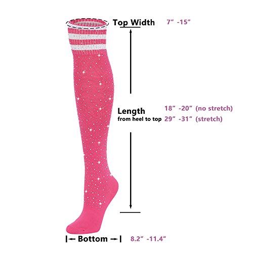 Woman's Rhinestone Over Knee High Socks Stripe Knit Stockings Leg Warmers for Christmas Valentines day Events2