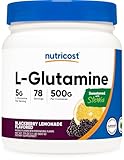 Nutricost L-Glutamine Powder Sweetened with Stevia (500 Grams, BlackBerry Lemonade) - Supplement for Gut Support, 5 Grams of L-Glutamine Per Serving, Gluten Free and Non-GMO
