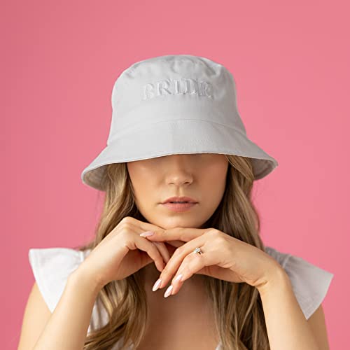 Festa Vida Bucket Hat For Bridal And Bachelorette Parties; Pool & Beach Hat ; Cute Fashion Bucket Hats For Brides (White) #TOP3