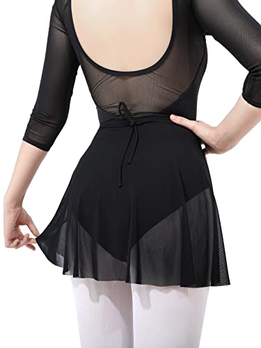 Gorchnc OJL-F4 Ballet Skirt Women Ballet Skirts For Girls Womens Ballet Wrap Skirt Dance Skirts With Adjustable Waist Tie Black thumb #1