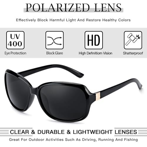 Image of SIPHEW Polarized Sunglasses for Women | UV400 Protection | Vintage Sun Glasses,Wraparound Shade,Lightweight & Comfortable,Big Sunnies eyewear,Driving,Outdoors