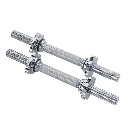Sunny Health & Fitness 14 in Threaded Chrome Dumbbell Bar Pairs with Ring Collars - STDBH-14