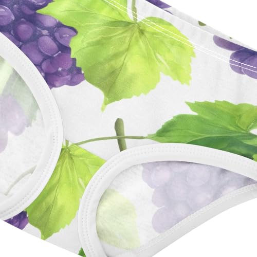 Purple Grape Green Vine White Toddler Girls Underwear 2t Cotton Panties Little Girl Stylish Undies Kids Briefs4