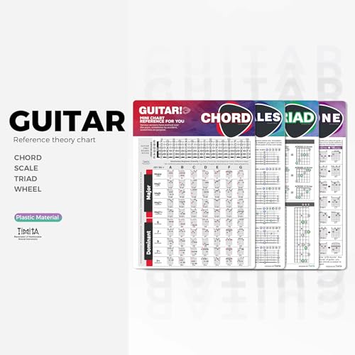 Guitar Chord Cheat Sheet Cards RP-Plastic, Guitar Theory Chart of Chords Progression Scales Diagram Circle of Fifths Pattern Freboard Notes, 8 x 11 inches Small Guitar Chords Chart Cheatsheets by TiMitA - Used condition - Image 6