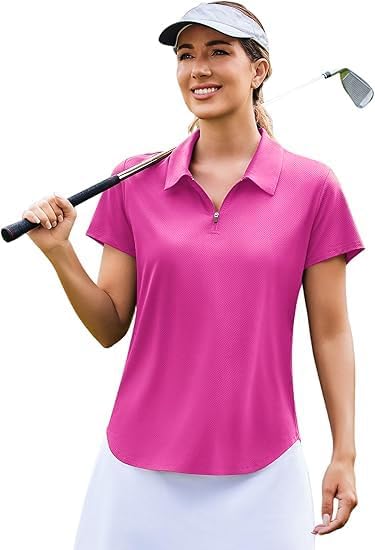 PINSPARK Womens Golf Shirt Short Sleeve UPF 50+ Tennis Polo Shirts 1/4 Zip Up Collared Quick Dry Athletic Pickleball Shirt