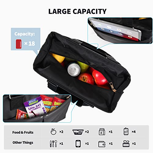 Easyaslyn Adult Large Lunch Bags For Women Men, Womens Lunch Tote Bags For Work, Lunch Boxes Men With Shoulder Strap For Adults Women, Nylon Insulated Lunch Bag With Side Pockets For Women (Black) #TOP2