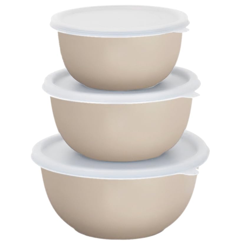 Reezle Stainless Steel Microwave Safe Mxing Bowl | Microwaveable Food Storage Container with lid for ktichen set (WL 3 Sand) (B09N2N5L9V) Amazon Price History, Amazon Price Tracker