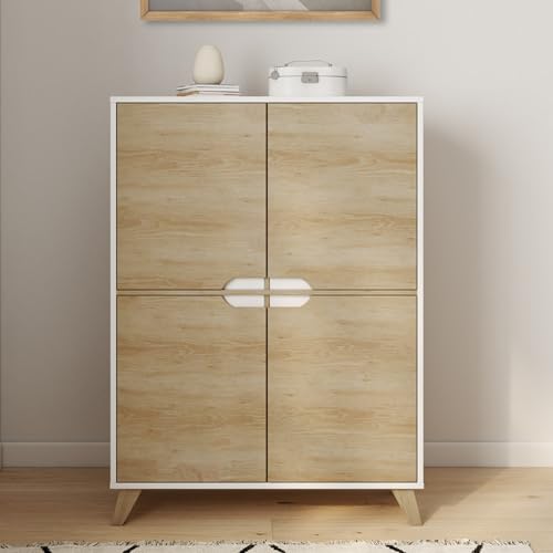 Meuble de rangement 4 portes HELSINKI scandinave et bois - vue 3