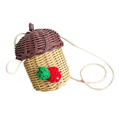 OUNONA Mini Strohtasche Haselnussform Geflochtene Rattan...