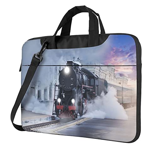 Sacoche à bandoulière pour ordinateur portable 15.6" train au coucher de soleil