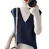 【Caractéristiques】———— Gilet pull col en V, gilet en tricot épais, pull. Il est à la fois moderne et rétro, dégageant un gilet pull d'uniforme scolaire de style années 90.