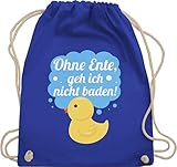 Shirtracer Turnbeutel Jute Beutel Gym Bag Rucksack - Statement Sprüche Kinder - Ohne Ente, geh ich nicht baden! - Unisize - Royalblau - bade ente - WM110