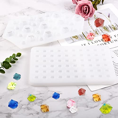 WANDIC Diamond Silicone Mold, 2 Pieces Small Gem Casting Molds 3D Gemstone Epoxy Resin Mould for DIY Craft Pendant Necklace Art Decoration Making by WANDIC - Image 6