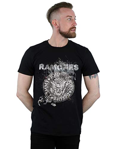 Absolute Cult Ramones Homme Bowery Manhole T-Shirt - Les Beatles, Paul McCartney, John Lennon, RIngo Starr, George Harrison Absolute Cult Ramones Homme Bowery Manhole T-Shirt