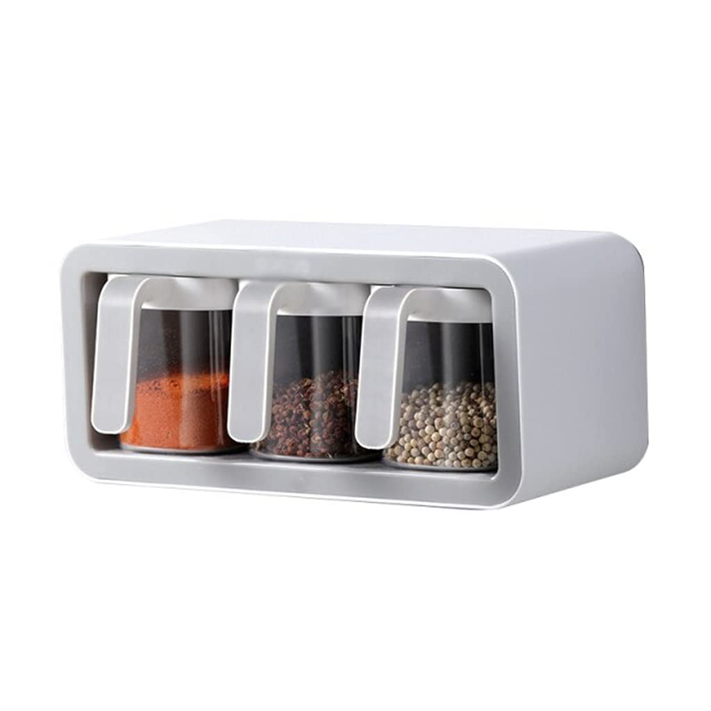 IANSHFKN Kitchen Wall Mount Spice Rack Sugar Bowl Salt Shaker Container Boxes With Spoons Organizer Utensils Storage Sets
