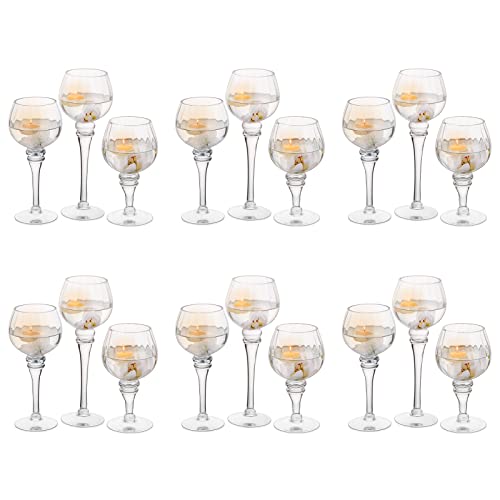 Nuptio Votive Candle Holder Clear Glass Candle Holders 18 Pcs Tall Tealight Holders Bulk Table Centerpiece for Wedding Party Birthday Halloween Christmas Kitchen Bathroom Valentine Decoration