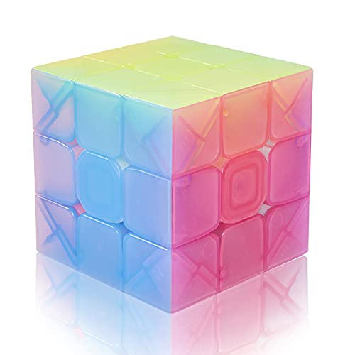 ROXENDA Cube Magique 3x3, Coloré Cube de Vitesse 3x3 Speed Cube (Gelée)