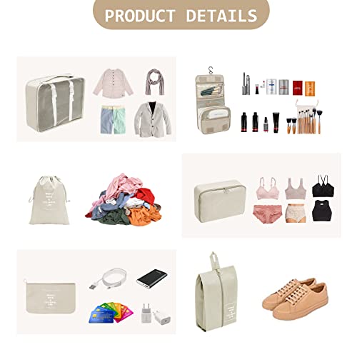 Braq 9 Pcs Travel Packing Organizers Travel Packing Cubes For Suitcase Set Luggage Organizers For Suitcase Lightweight Travel Essential Bag With Large Toiletries Bag For Clothes Shoes #TOP4