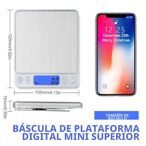 Miniatura 3 de Básculas De Cocina Digitales, Carga Usb, 3 Kg 0,1 G, Eléctricas, Impermeable, Recargable Por Usb,Acero Inoxidable