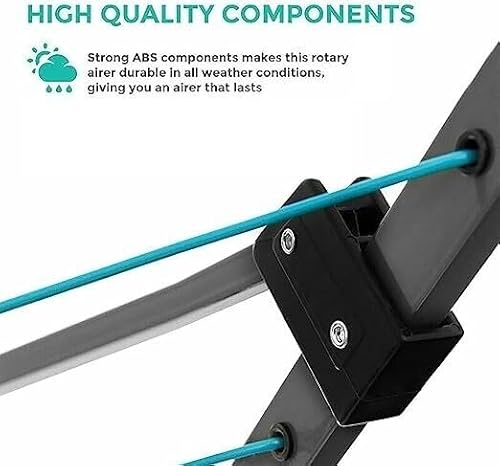 E-Bargains Outdoor Garden 4 Arm 45m folding Rotary Washing Line Clothes Airer Dryer with Free Ground Spike and Cover (Grey Green) - Image 2