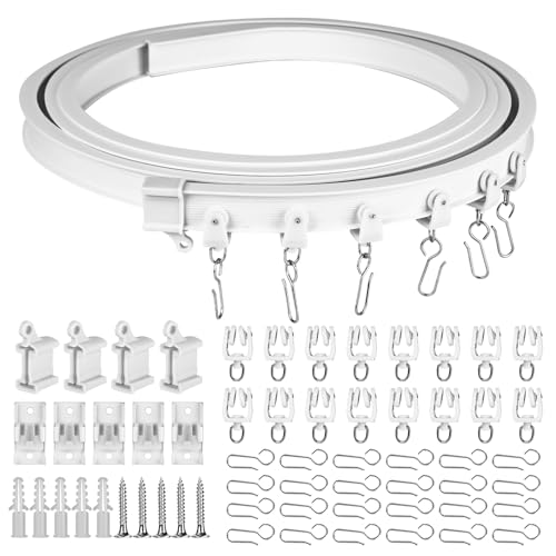 XTDMJ Juego de rieles de cortina de techo flexibles, 3 m, riel de cortina flexible con accesorios, riel de cortina para colgar cortinas, habitaciones, balcones, oficinas, hoteles